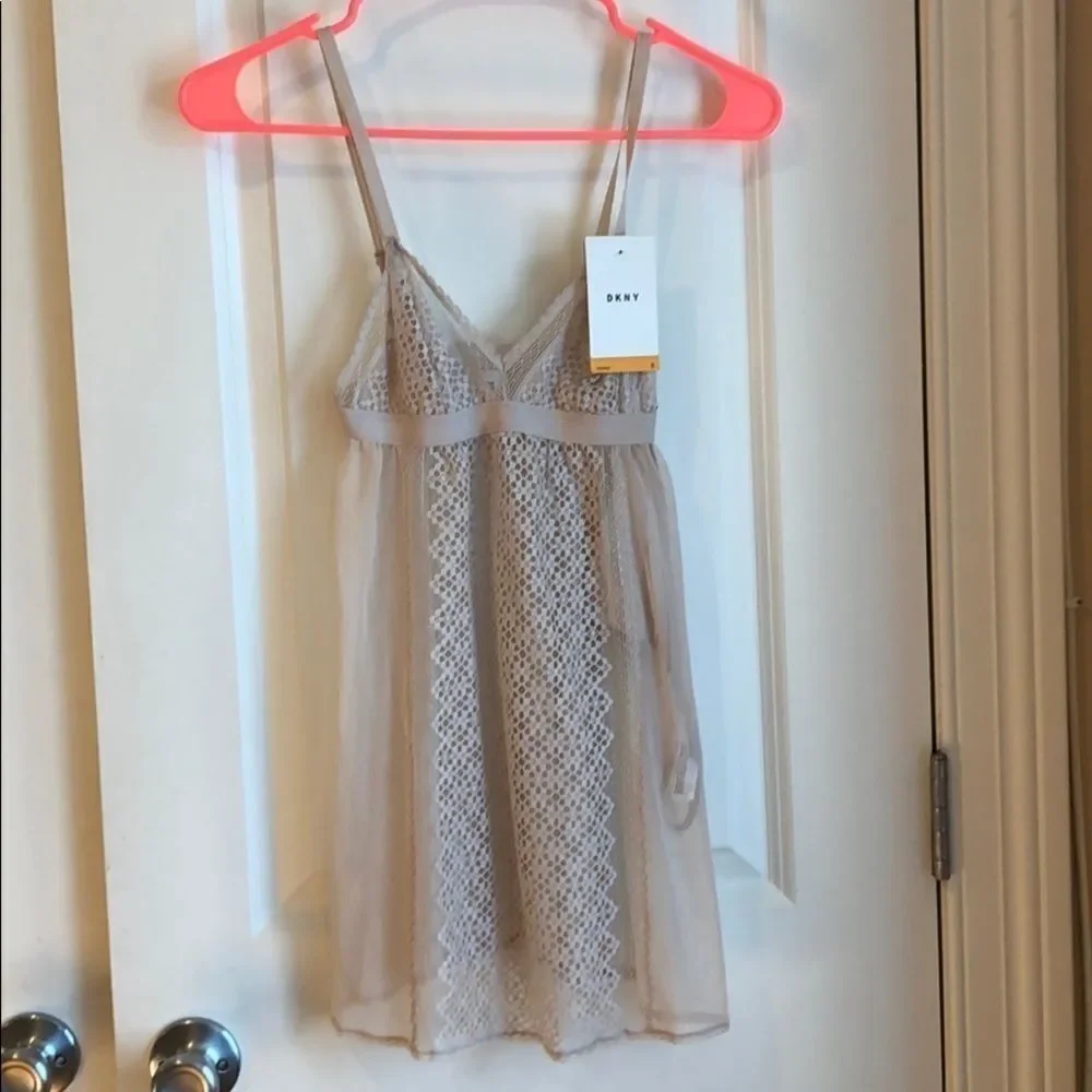 DKNY Sheer Lace Chemise and G-String